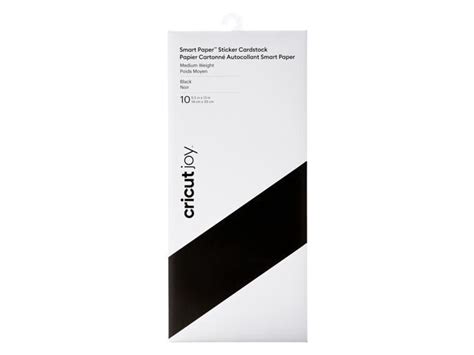 Cricut Joy Smart Paper Sticker Cardstock, Black; 10 sheets 5.5" x 13" (13.9 cm x 33 cm) in Black; Skip the glue for hassle-free paper projects; Works without a cutting mat – just load & go!; Smooth, medium weight (210 gsm / 78 lb)